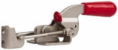 De-Sta-Co - 700 Lb Capacity, Horizontal, U Hook, Flanged Base, Stainless Steel Pull Action Latch Clamp - 1-3/4" Drawing Movement, 6.07" OAL, Threaded U Hook, Straight Handle - Strong Tooling