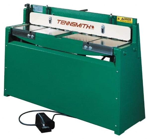 Tennsmith - 37 Inch Long Blade, Pneumatic Power Floor Shear - 46-1/2 Inch Wide x 27 Inch Deep x 42 Inch High, 0.0394 Inch Stainless Steel Capacity, 0.0630 Inch Mild Steel Capacity, 30 Inch Back Gauge Range - Strong Tooling