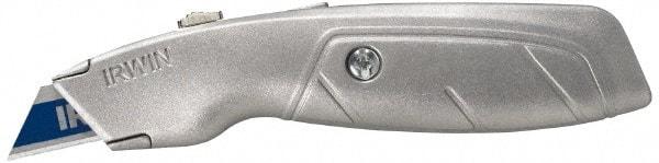 Irwin - Retractable Utility Knife - 2-1/4" Blade, Silver Aluminum Handle, 1 Blade Included - Strong Tooling