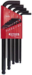 Proto - 13 Piece L-Key Ball End Hex Key Set - Hex Range 0.05 to 3/8", Carbon Steel - Strong Tooling