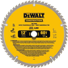 DeWALT - 12" Diam, 1" Arbor Hole Diam, 60 Tooth Wet & Dry Cut Saw Blade - Carbide-Tipped, Fine Finishing Action, Standard Round Arbor - Strong Tooling