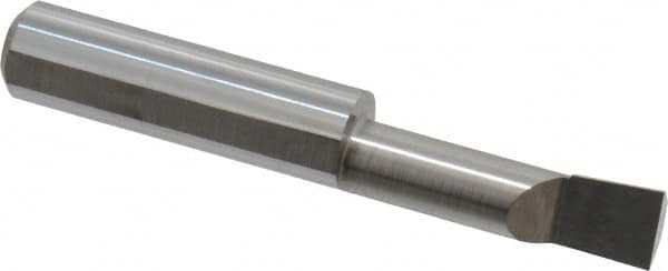 Accupro - 0.32" Min Bore Diam, 1.1" Max Bore Depth, 3/8 Shank Diam, Corner Radius Boring Bar - 0.005 to 0.008" Corner Radius, Right Hand Cut, Solid Carbide, Bright Finish - Exact Industrial Supply