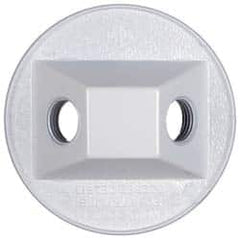 Cooper Crouse-Hinds - 2 Outlet, 1/2" Hole Diam, Powder Coat Finish, Round Noncorrosive Weatherproof Box Cover - 4-1/2" Wide x 9/16" High, Wet Locations, Aluminum, UL Listed - Strong Tooling