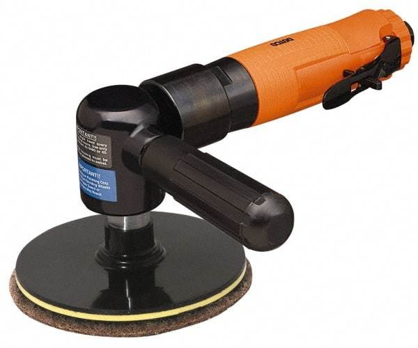 Cleco - 5" Pad Diam, 9,000 RPM, 0.6 hp, Handheld Pneumatic Buffer - 30 CFM, 5/8-11" Spindle Thread, 1/4" Inlet - Strong Tooling