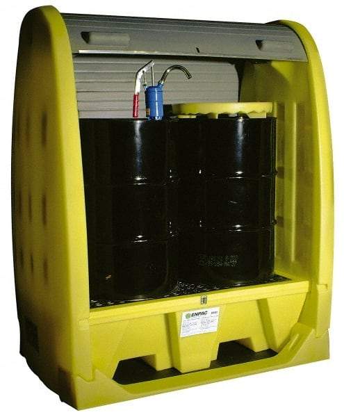 Enpac - 2 Drum, 58 Gal Sump Capacity, Pallet with Rolltop Hardcover - 69" High, Vertical Storage, Polyethylene - Strong Tooling