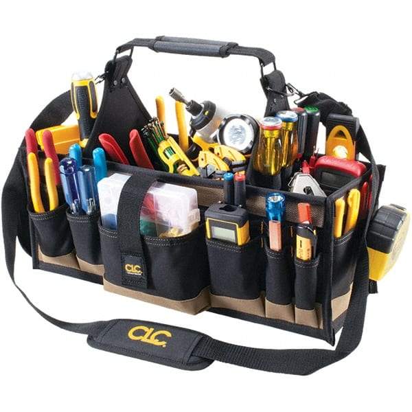 CLC - 43 Pocket Black & Khaki Polyester Tool Tote - 12" Wide x 2-1/2" Deep x 7" High - Strong Tooling