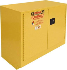 Securall Cabinets - 2 Door, 1 Shelf, Yellow Steel Under the Counter Safety Cabinet for Flammable and Combustible Liquids - 35-9/16" High x 47" Wide x 22" Deep, Manual Closing Door, 3 Point Key Lock, 36 Gal Capacity - Strong Tooling