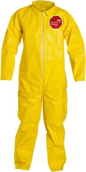 Dupont - Size 2XL PE Film Chemical Resistant Coveralls - Yellow, Zipper Closure, Open Cuffs, Open Ankles, Serged Seams - Strong Tooling