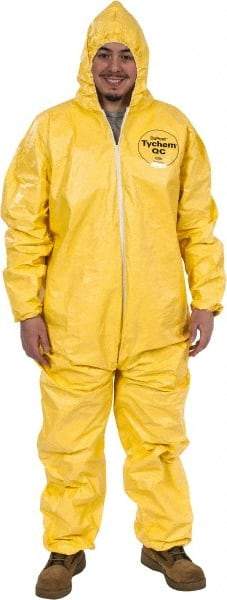 Dupont - Size 3XL PE Film Chemical Resistant Coveralls - Yellow, Zipper Closure, Elastic Cuffs, Elastic Ankles, Serged Seams - Strong Tooling