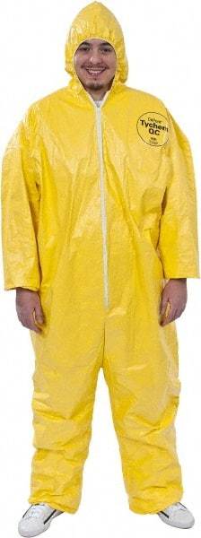 Dupont - Size 4XL PE Film Chemical Resistant Coveralls - Yellow, Zipper Closure, Elastic Cuffs, Elastic Ankles, Serged Seams - Strong Tooling