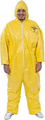 Dupont - Size 4XL PE Film Chemical Resistant Coveralls - Yellow, Zipper Closure, Elastic Cuffs, Elastic Ankles, Serged Seams - Strong Tooling