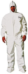 Dupont - Size 4XL Saranex Chemical Resistant Coveralls - White, Zipper Closure, Elastic Cuffs, Open Ankles, Bound Seams - Strong Tooling