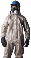 Dupont - Size L Hazmat Chemical Resistant Coveralls - Tan, Zipper Closure, Elastic Cuffs, Open Ankles, Taped Seams - Strong Tooling