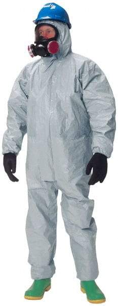 Dupont - Size 3XL Hazmat Chemical Resistant Coveralls - Gray, Zipper Closure, Elastic Cuffs, Elastic Ankles, Taped Seams - Strong Tooling