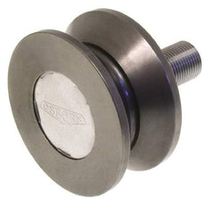 Osborn International - 4-1/2" Roller Diam x 2" Width, 1-1/4" Stud Diam x 2-1/2" Length, V Grooved Concentric Stud - Steel, 1-3/4" Thread Length, 1-1/4-12 Thread, 4-1/2" OAL, 13,700 Lb Dynamic Cap - Strong Tooling