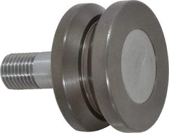 Osborn International - 1-1/2" Roller Diam x 25/32" Width, 7/16" Stud Diam x 1" Length, V Grooved Concentric Stud - Steel, 1/2" Thread Length, 7/16-20 Thread, 1-25/32" OAL, 225 Lb Dynamic Cap - Strong Tooling