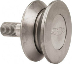 Osborn International - 2" Roller Diam x 27/32" Width, 1/2" Stud Diam x 1-1/4" Length, V Grooved Concentric Stud - Steel, 5/8" Thread Length, 1/2-20 Thread, 2-3/32" OAL, 600 Lb Dynamic Cap - Strong Tooling