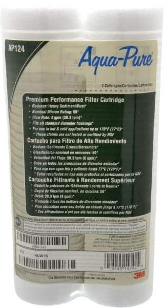 3M Aqua-Pure - 2-1/2" OD, 50µ, Cellulose Fiber Graded-Density Cartridge Filter - 9-3/4" Long, Reduces Dirt & Rust - Strong Tooling