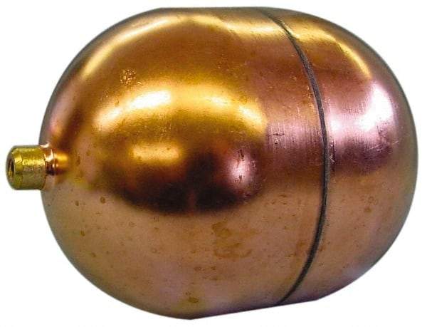 Made in USA - 3" Diam x 7" Long, Oblong, Round Spud Connection, Metal Float - 1/4-20 Thread, Copper, 25 Max psi, 20 Gauge - Strong Tooling