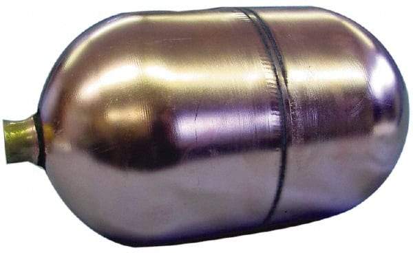 Made in USA - 6" Diam x 8" Long, Oblong, Round Spud Connection, Metal Float - 1/8" Straight Thread, Stainless Steel, 150 Max psi, 19 Gauge - Strong Tooling