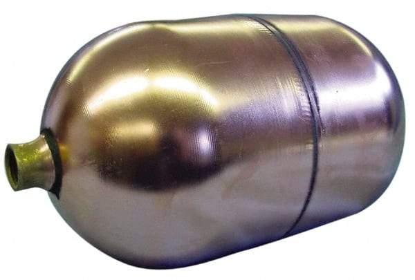 Made in USA - 6" Diam x 8" Long, Oblong, Round Spud Connection, Metal Float - 1/4" NPT Thread, Copper, 25 Max psi, 21 Gauge - Strong Tooling