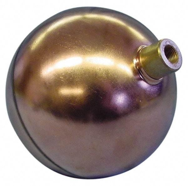 Made in USA - 10" Diam, Spherical, Round Spud Connection, Metal Float - 1/4" Straight Thread, Stainless Steel, 600 Max psi, 14 Gauge - Strong Tooling