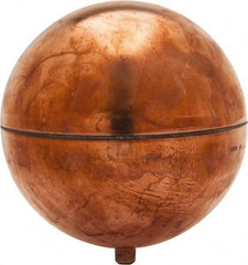 Made in USA - 6" Diam, Spherical, Round Spud Connection, Metal Float - 1/4-20 Thread, Copper, 25 Max psi, 23 Gauge - Strong Tooling