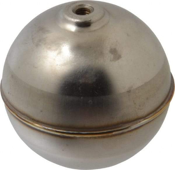 Made in USA - 2" Diam, Spherical, Internal Connection, Metal Float - 10-32 Thread, Stainless Steel, 1,000 Max psi, 22 Gauge - Strong Tooling