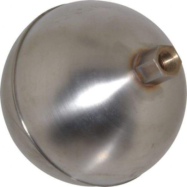 Made in USA - 3-1/2" Diam, Spherical, Hex Spud Connection, Metal Float - 1/8" Straight Thread, Stainless Steel, 700 Max psi, 24 Gauge - Strong Tooling