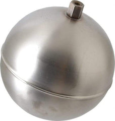 Made in USA - 5" Diam, Spherical, Hex Spud Connection, Metal Float - 1/4-20 Thread, Stainless Steel, 800 Max psi, 19 Gauge - Strong Tooling