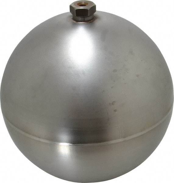 Made in USA - 8" Diam, Spherical, Hex Spud Connection, Metal Float - 3/8-16 Thread, Stainless Steel, 450 Max psi, 21 Gauge - Strong Tooling