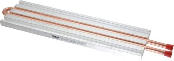 Lytron - 12" Long x 3-1/2" High, Straight Connection Copper Tube Cold Plate - 3/8 OD Tube, 2-Pass Fluid Path, Water Cooling, 1/2" Thick - Strong Tooling