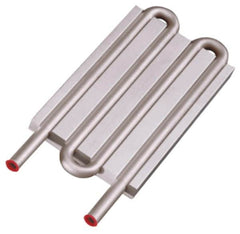 Lytron - 6" Long x 3-1/2" High, Straight Connection Stainless Steel Tube Cold Plate - 3/8 OD Tube, 4-Pass Fluid Path, Deionized Water or Corrosive Fluids Cooling, 1/2" Thick - Strong Tooling