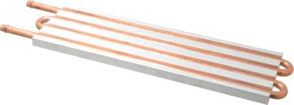 Lytron - 12" Long x 3-1/2" High, Beaded Connection Copper Tube Cold Plate - 3/8 OD Tube, 4-Pass Fluid Path, Water Cooling, 1/2" Thick - Strong Tooling