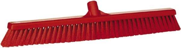 Vikan - 24" Fine Particle Synthetic Push Broom - 2" Bristle Length, Plastic Block, European Threaded Handle Connection - Strong Tooling