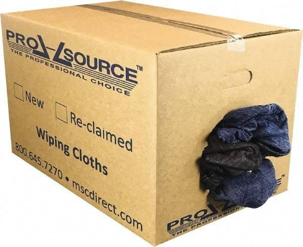 PRO-SOURCE - Reclaimed Rags - Assorted Colors, Denim, Low Lint, 25 Lbs. at 2 to 4 per Pound, Box - Strong Tooling