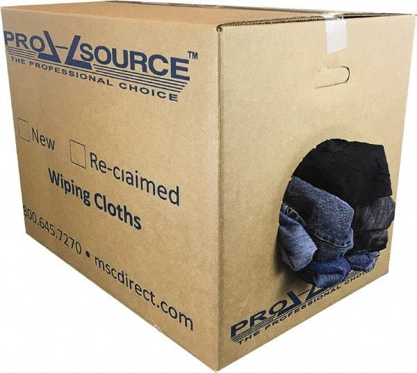 PRO-SOURCE - Reclaimed Rags - Assorted Colors, Denim, Low Lint, 50 Lbs. at 2 to 4 per Pound, Box - Strong Tooling