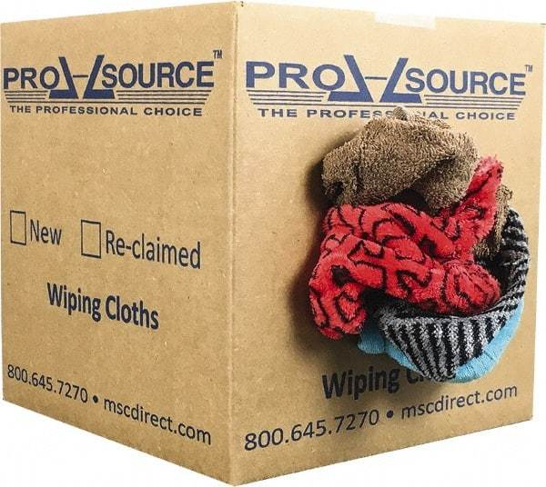 PRO-SOURCE - Reclaimed Rags - Assorted Colors, Terry Cloth, Medium Lint, 5 Lbs. at 3 to 4 per Pound, Box - Strong Tooling