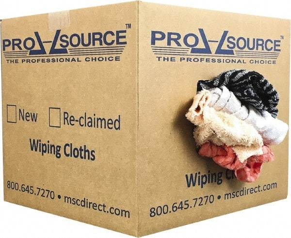 PRO-SOURCE - Reclaimed Rags - Assorted Colors, Terry Cloth, Medium Lint, 10 Lbs. at 3 to 4 per Pound, Box - Strong Tooling