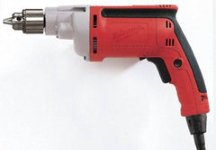 Milwaukee Tool - 1/4" Keyed Chuck, 4,000 RPM, Pistol Grip Handle Electric Drill - 7 Amps, 120 Volts, Reversible, Includes Chuck Key with Holder - Strong Tooling