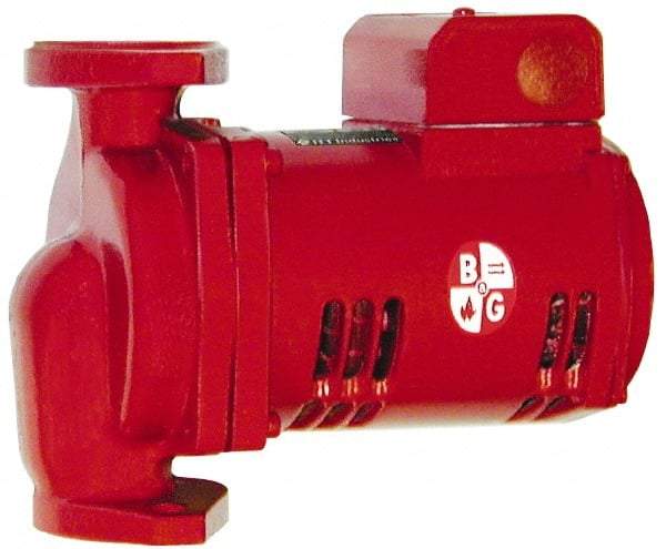 Bell & Gossett - 1/12 hp, 8-5/8" Long, 1 Phase, Cast Iron Housing, Noryl Impeller, Inline Circulator Pump - 115 Volt, 60 Hz, 6-3/8" Flange Width, Bell & Gossett Part No. 1BL012, 150 Max psi, ODP Motor - Strong Tooling