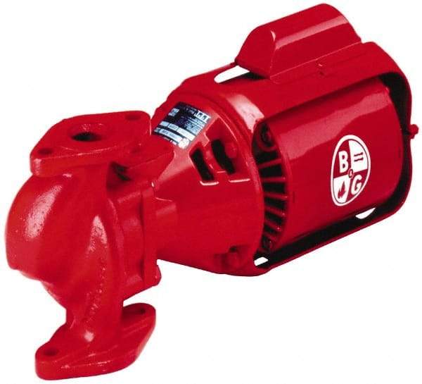 Bell & Gossett - 3/4 hp, 20-1/4" Long, 3 Phase, Cast Iron Housing, Brass Impeller, Inline Circulator Pump - 208/230/460 Volt, 60 Hz, 12" Flange Width, Flanges Included, Bell & Gossett Part No. 105101, 125 Max psi, ODP Motor - Strong Tooling