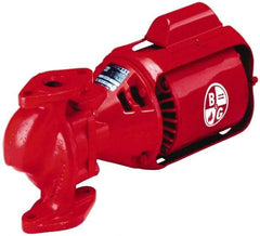 Bell & Gossett - 1/2 hp, 20-1/4" Long, 3 Phase, Cast Iron Housing, Brass Impeller, Inline Circulator Pump - 208/230/460 Volt, 60 Hz, 12" Flange Width, Flanges Included, Bell & Gossett Part No. 105093, 125 Max psi, ODP Motor - Strong Tooling