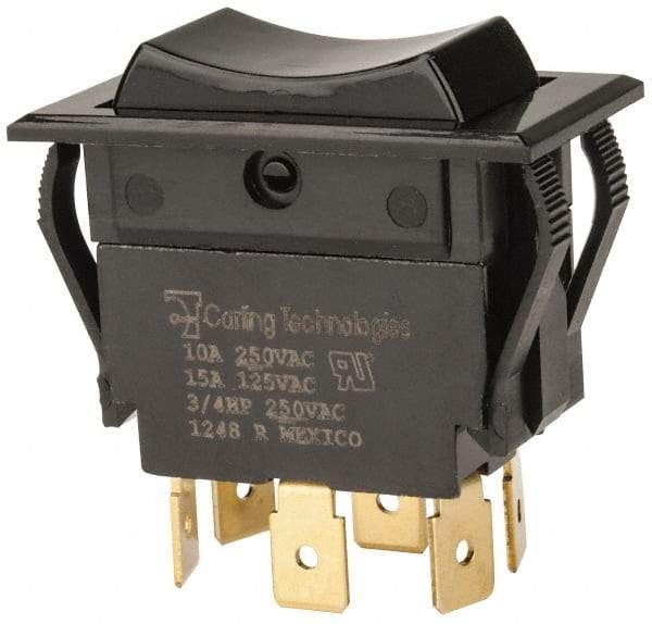 GC/Waldom - DPDT, Momentary (MO), On-Off-On Sequence, Appliance Rocket Switch - 15 Amps at 125 Volts, 10 Amps at 250 Volts, 3/4 hp at 125/250 VAC, Quick Connect, Panel Mount - Strong Tooling