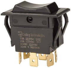 GC/Waldom - DPDT, Momentary (MO), On-Off-On Sequence, Appliance Rocket Switch - 15 Amps at 125 Volts, 10 Amps at 250 Volts, 3/4 hp at 125/250 VAC, Quick Connect, Panel Mount - Strong Tooling