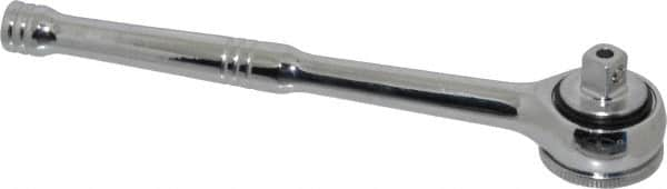 Paramount - 3/8" Drive Round Head Quick-Release Ratchet - Chrome Finish, 7-29/32" OAL, 45 Gear Teeth, Full Polished Knurled Handle - Strong Tooling