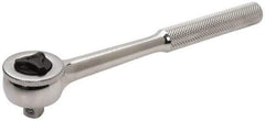 Paramount - 3/8" Drive Round Head Quick-Release Ratchet - Chrome Finish, 7-29/32" OAL, 45 Gear Teeth, Full Polished Knurled Handle, Reversible with Knurled Speed Ring Head - Strong Tooling