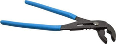 Channellock - 12" OAL, 2-1/4" Max Capacity, 6 Position Tongue & Groove Pliers - V-Jaws, Plastic Dipped Handles - Strong Tooling