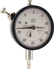 Mitutoyo - 1/8" Range, 0-25-0 Dial Reading, 0.0005" Graduation Dial Drop Indicator - 2-1/4" Dial, 0.05" Range per Revolution, 0.0005" Accuracy, Revolution Counter - Strong Tooling