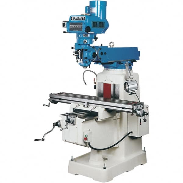 Summit - 10" Table Width x 50" Table Length, Variable Speed Pulley Control, 3 Phase Knee Milling Machine - R8 Spindle Taper, 3 hp - Strong Tooling